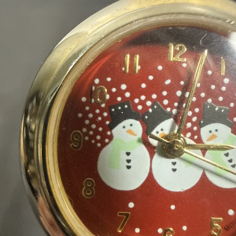 Unbranded Bangle Watch Women OS Red Gold Snowman Holiday Festive Japan Quartz
